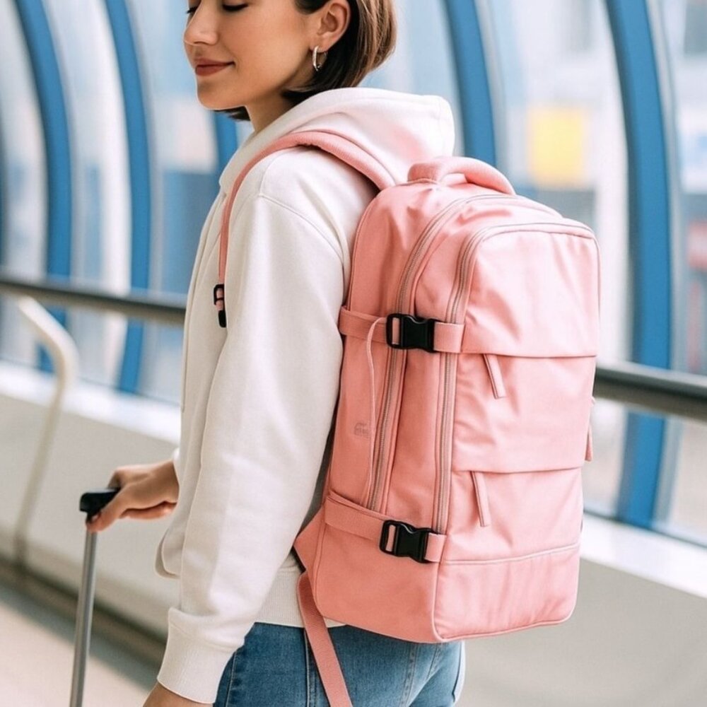 Camel Mountain Pink Travel Backpack Multiple Compartments Daily Use Gift NEW